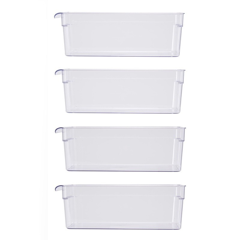 Clear Plastic Fridge Organizer Bins 4 Pack Stackable Storage Freezer Safe New