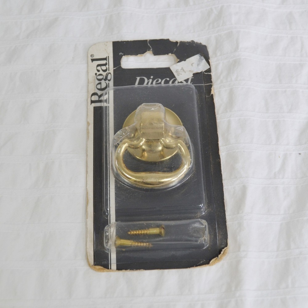 Vintage Regal Brass Ring Pull Handle x1, Cabinet Drawer Cupboard Pull Medium