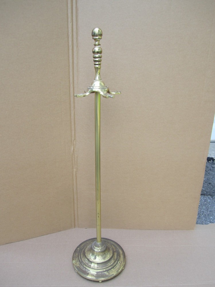 Vintage 5 Piece Solid Brass Fireplace Tool Set 30"