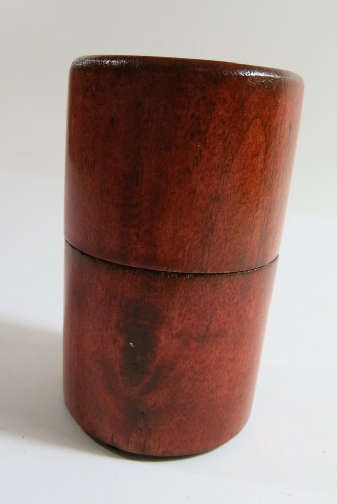 Antique Turned Box Shaped Treenware Drill Bit/Punch Storage Container—Refinished