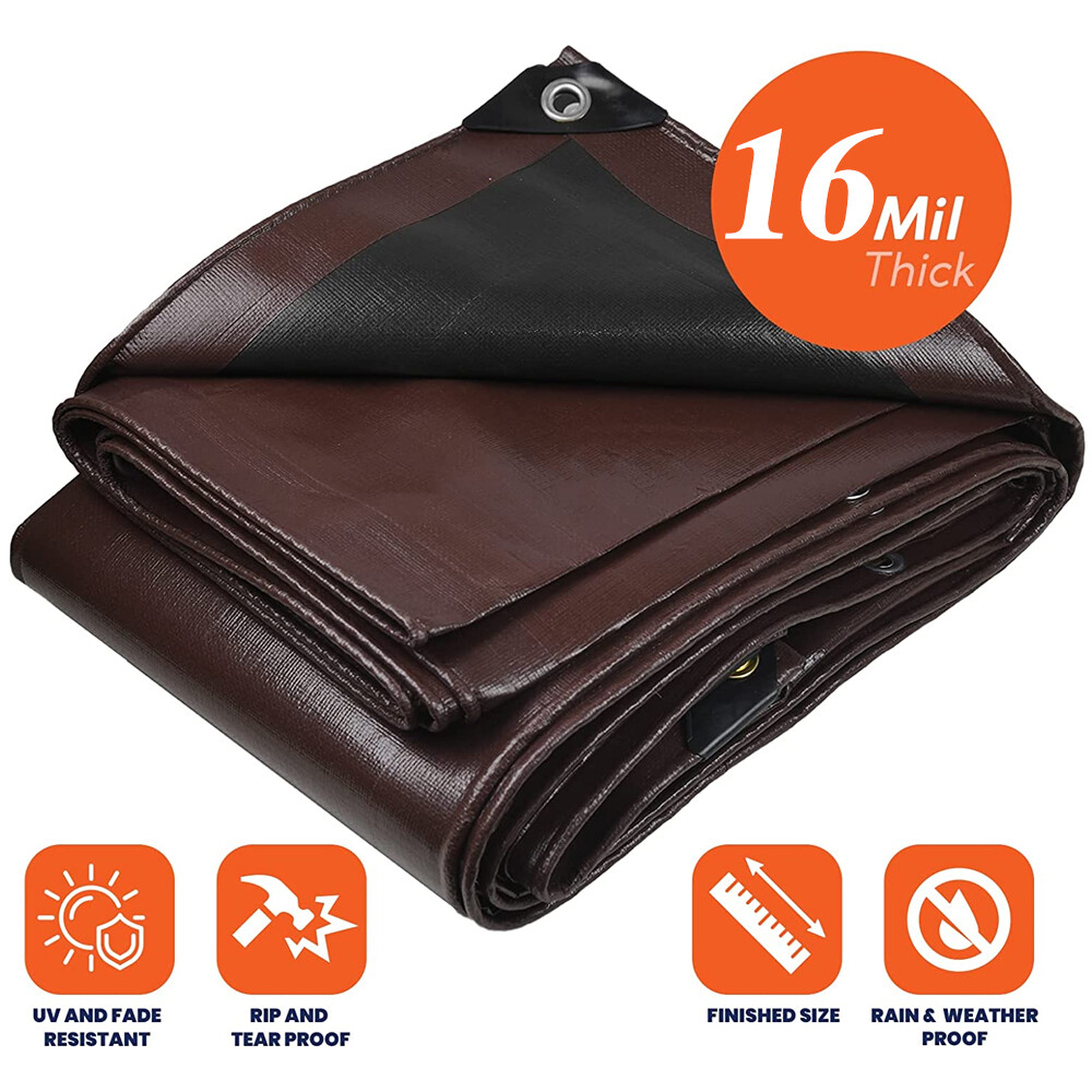 16 Mil Heavy Duty Tarpaulin Waterproof Tarp Poly Canopy Tarp Tent Shelter Cover