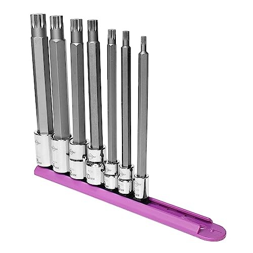 16047 Insert Socket Bit Set, Chrome 7-Piece Long-Length Triple Square