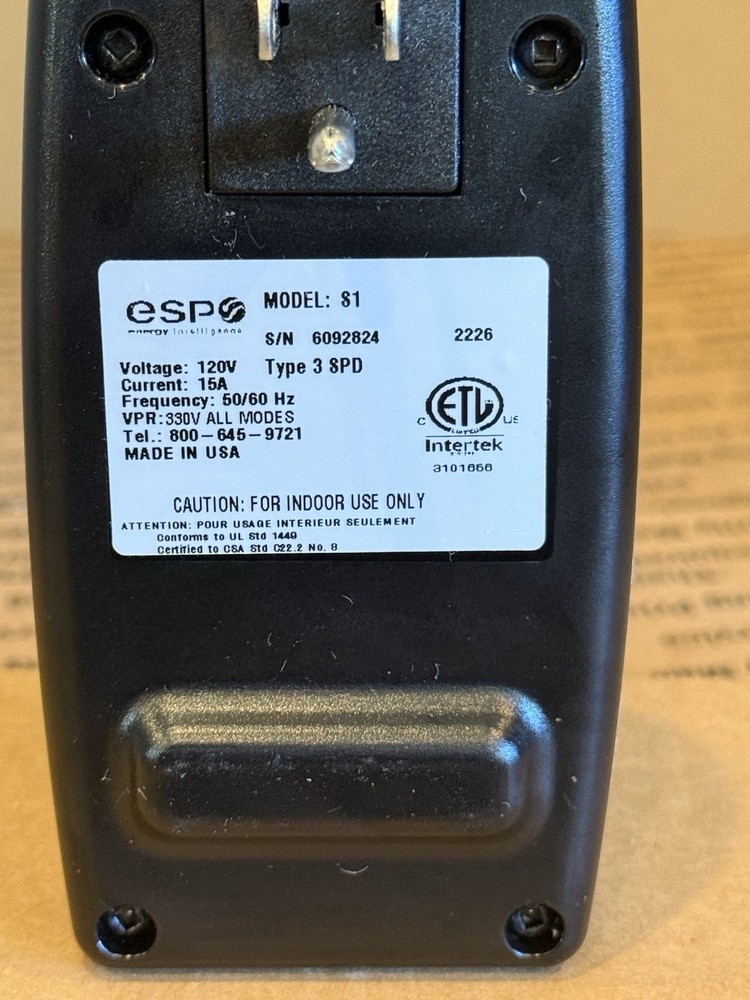 New ESP Electronics Surge Protector S1 Outlet Mount