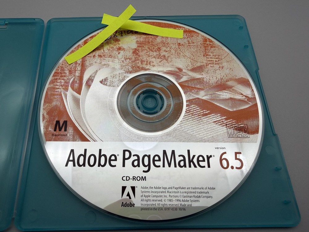Vintage 1996 Adobe PageMaker 6.5 CD-ROM Macintosh Desktop Publishing Software