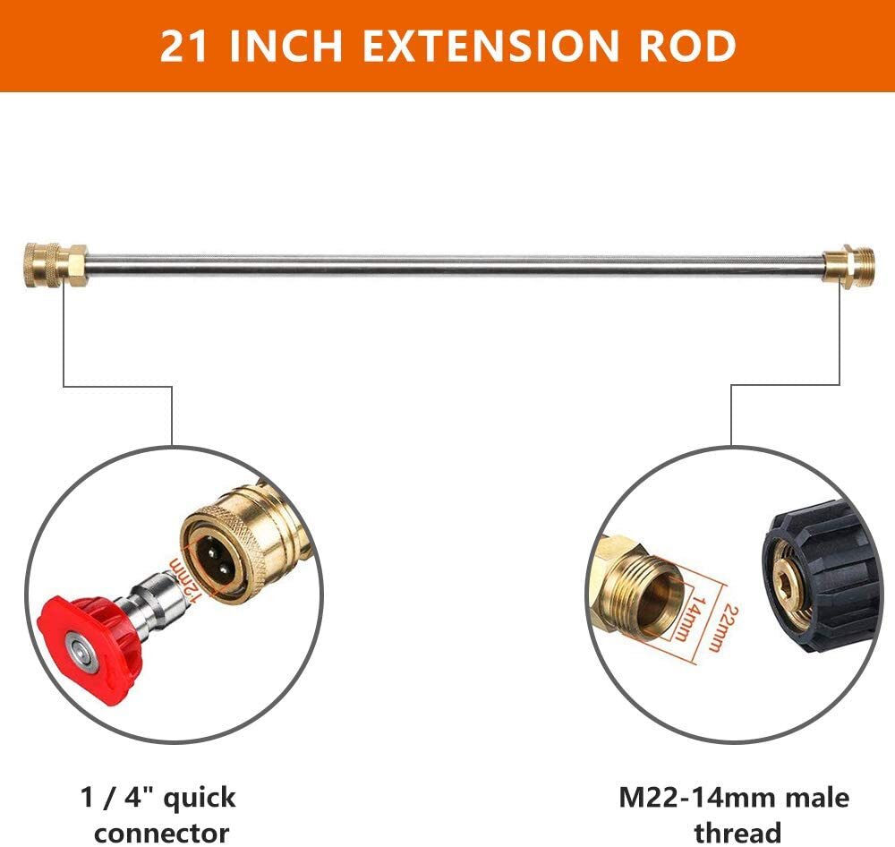 1/4" Pressure Washer Gun + Extension Wand Lance +5 Nozzle Tips /30/50FT Hose M22