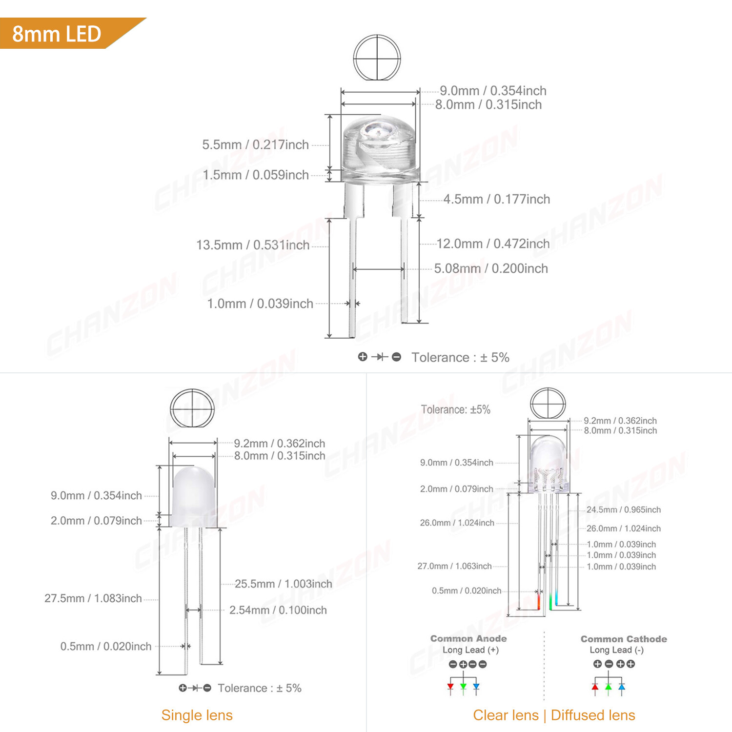 3mm 5mm 8mm 10mm UV LED Diode Red White RGB Lights Emitting Diode Electronics