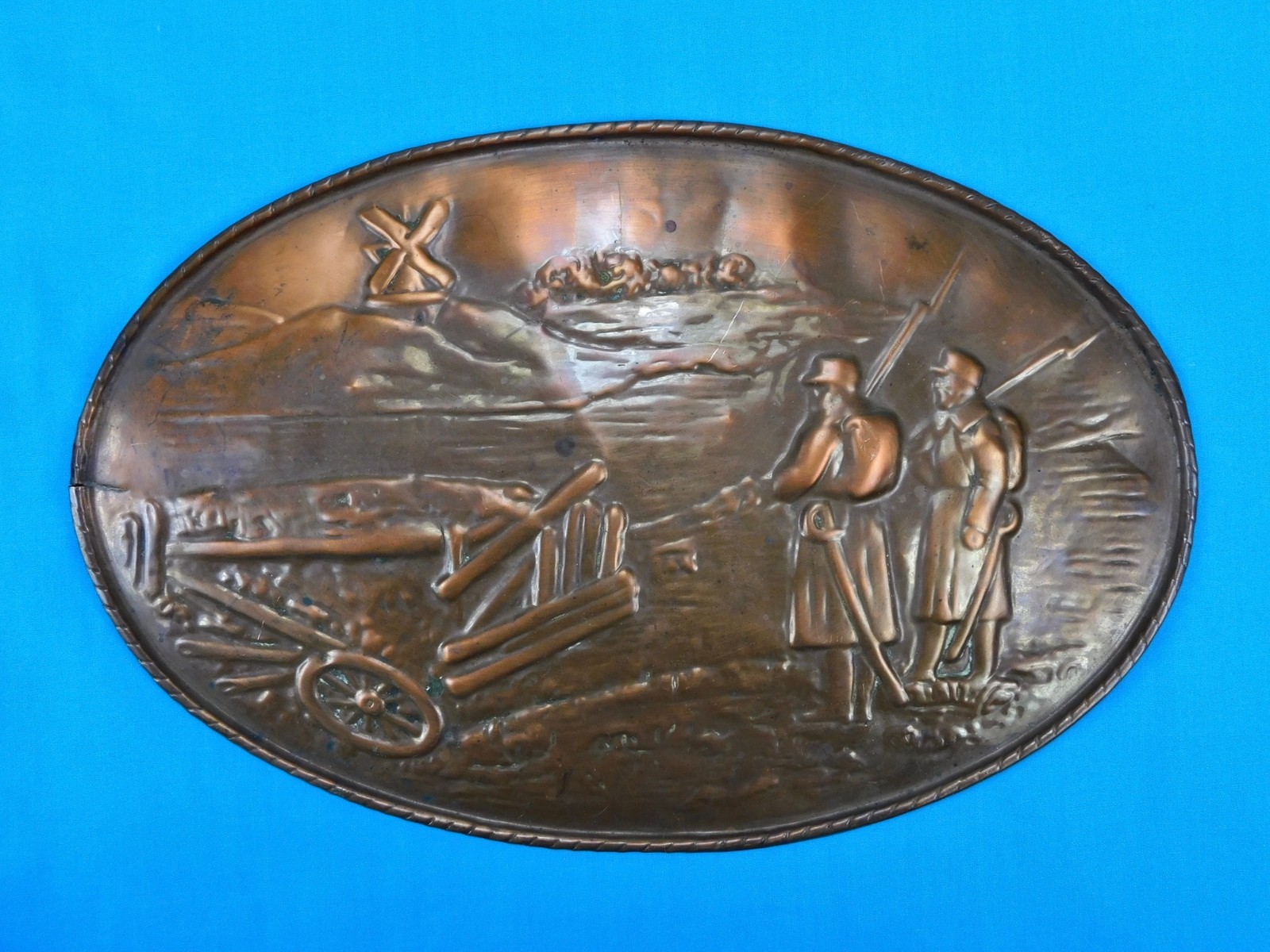 German Germany Antique WW1 Copper Tin Metal Wall Plaque Military Decor
