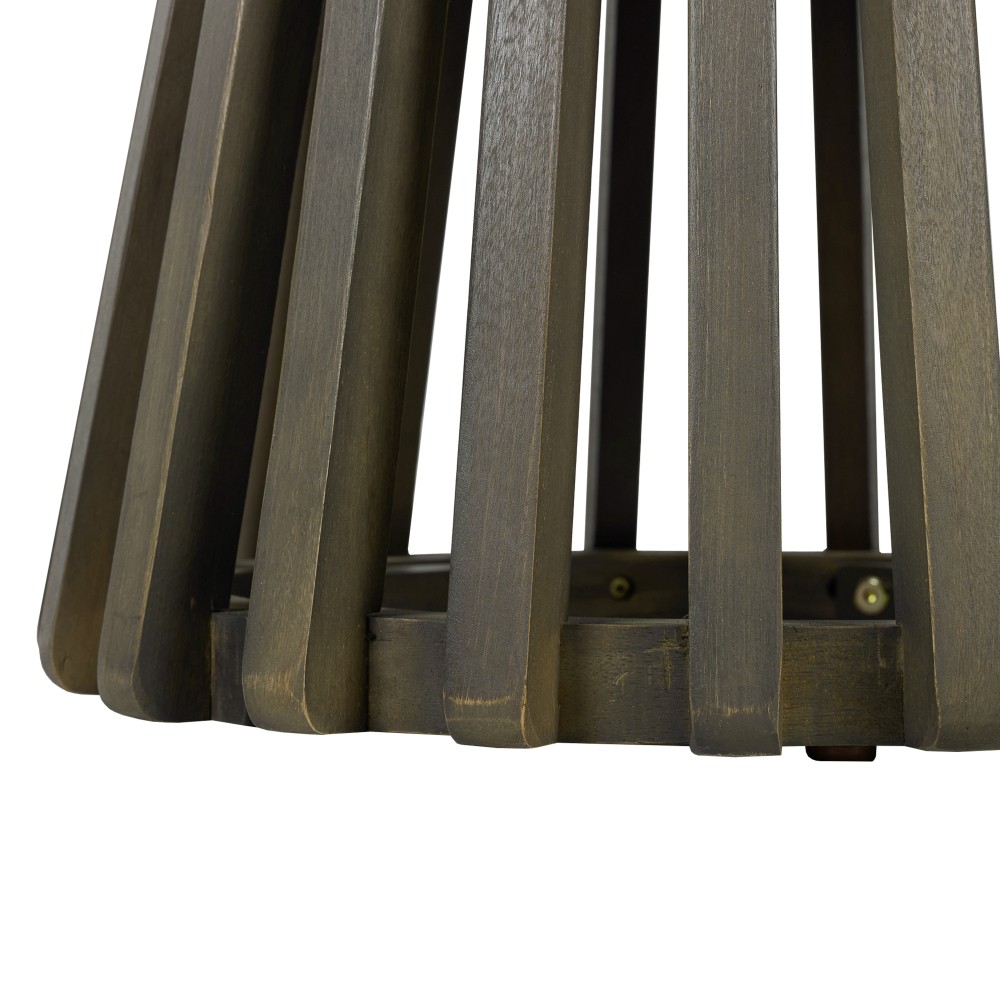 Acacia Wood Outdoor Club Chair Set w/ Side Table, Cream & Gray Cushions