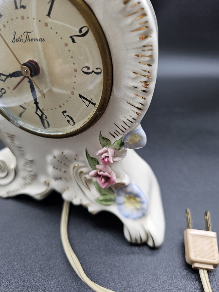 Vintage Ceramic Seth Thomas Electric Mantle Clock ~Working