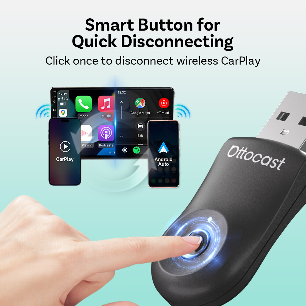 USB Auto Wireless CarPlay Adapter For Apple Android Wireless Dongle Plug＆Play US