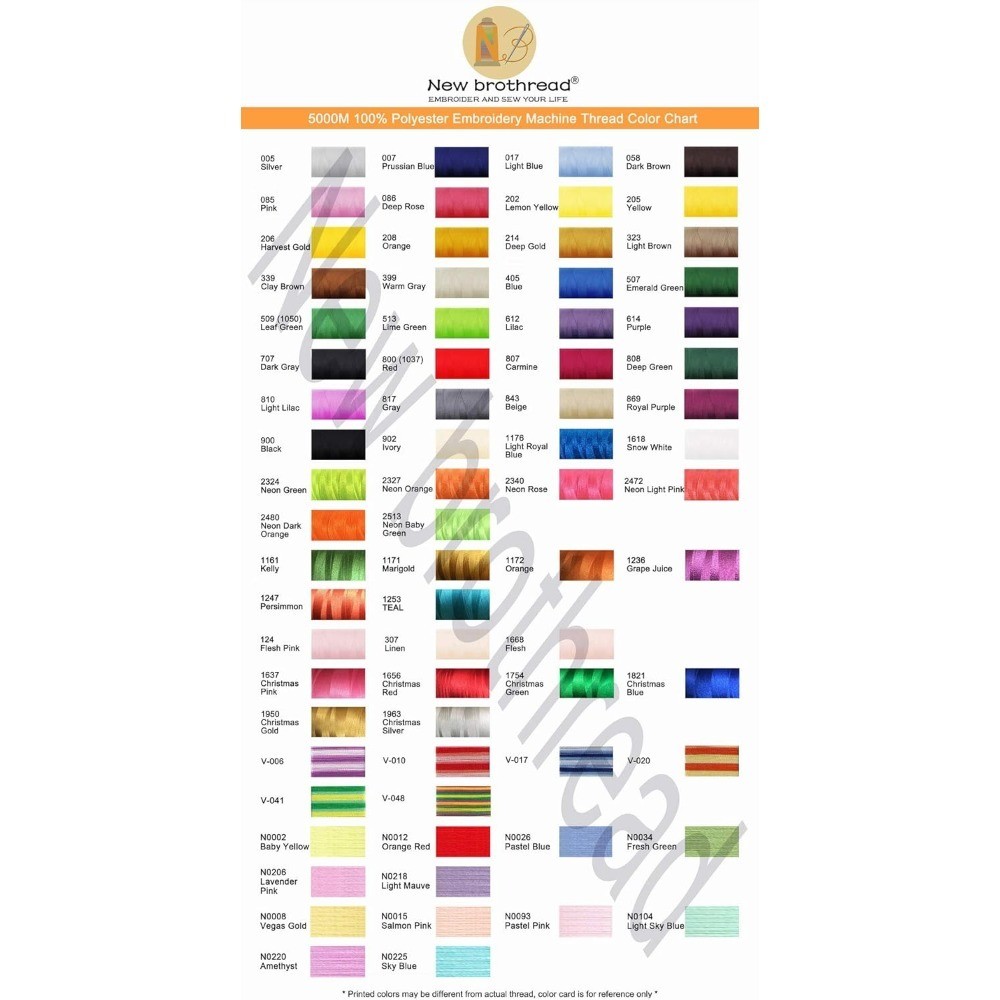 5000M Large Spool Polyester Embroidery Thread Assorted Color Packs for All