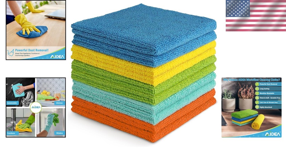 Versatile 10PK Microfiber Cleaning Towels – Machine-Washable & Eco-Friendly