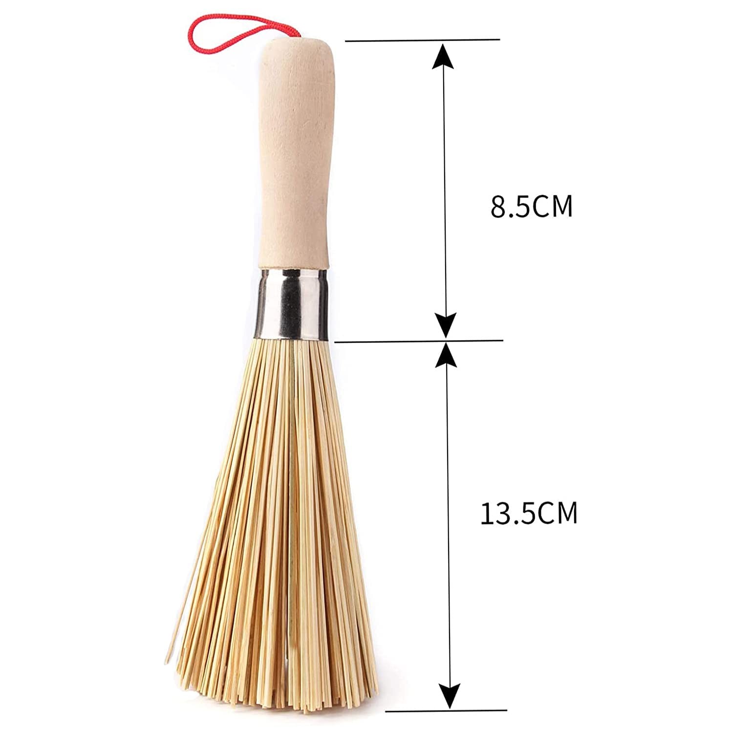 2Pack Traditional Natural Bamboo Wok Brushes, Kitchen Cleaning Brush, Brown