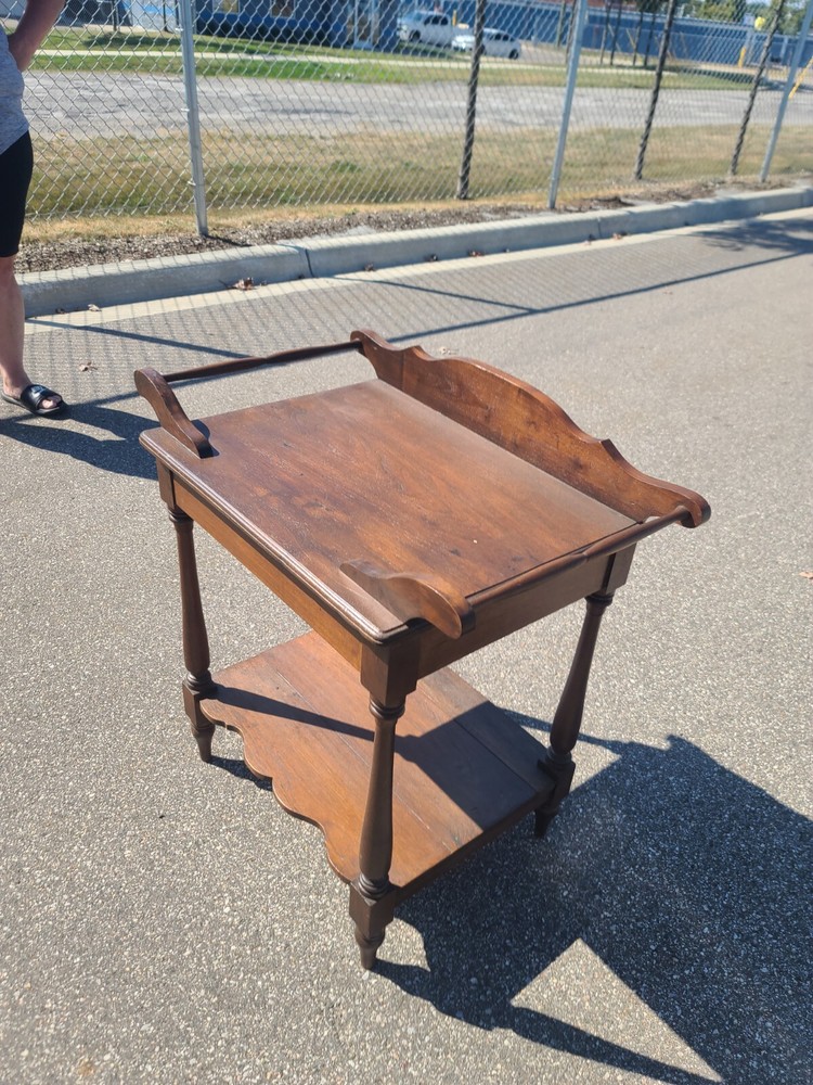 ANTIQUE PRIMITIVE COUNTRY SHERATON PINE WASHSTAND SERVER TABLE - RUSTIC