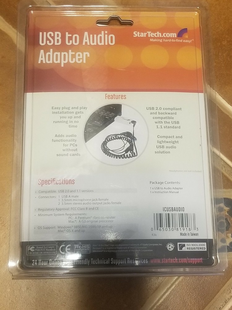 StarTech USB to Stereo Audio Adapter Converter White ICUSBAUDIO