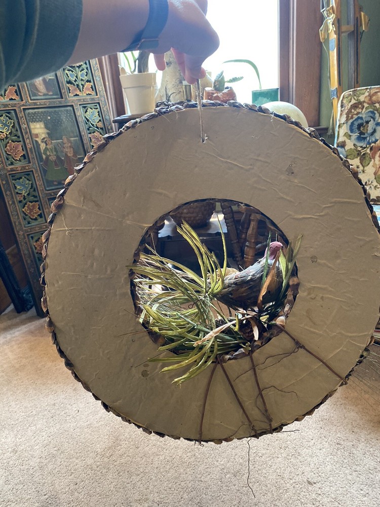Vintage Wreath with Bird and Artificial Foliage
