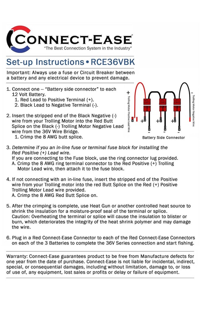 CONNECT EASE 36 VOLT SERIES STANDARD T- RCE36VBK