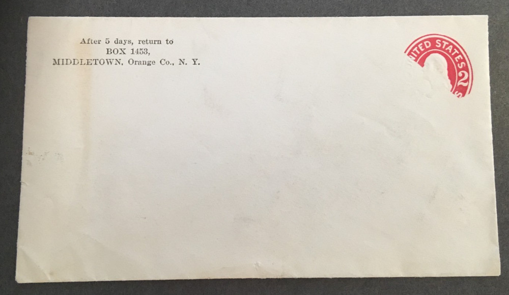 US #U411 2¢ missing carmine on white FREAK PRINTING error