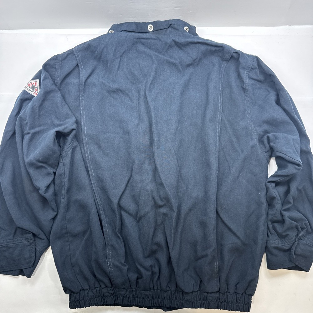 Size LARGE Men’s Bulwark FR Jacket Fire Flame Resistant Work Jacket Navy Blue
