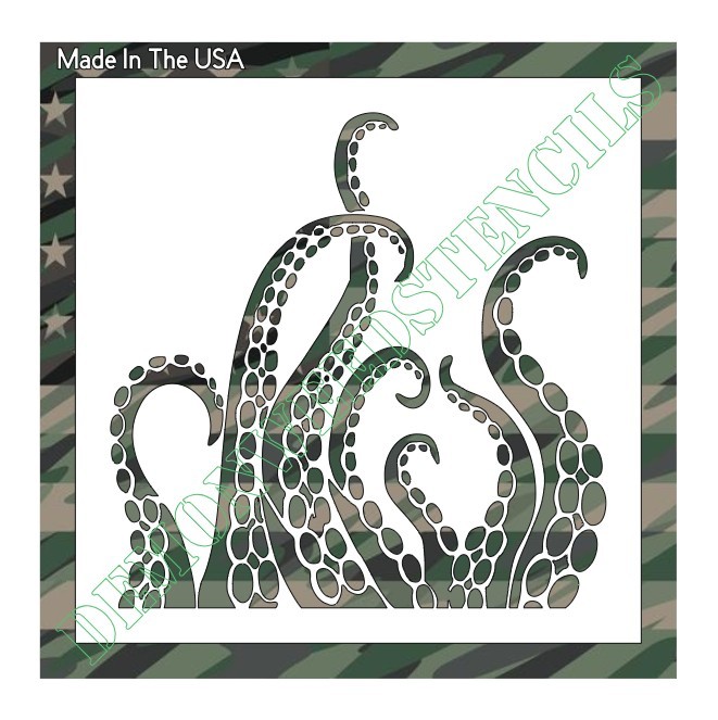 12"x12" Clear Plastic Stencil - Tentacles (SB12) (.007")