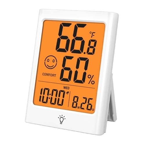 Smart Indoor Thermometer & Hygrometer, Backlight, Comfort Indicator, Max/Min, Al