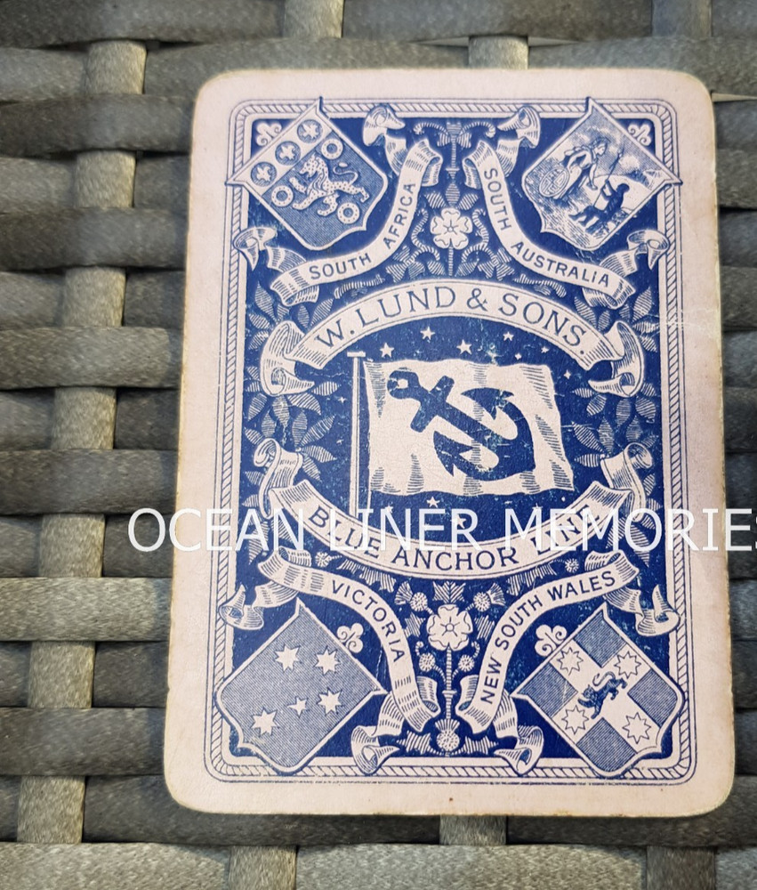 Lund's Blue Anchor Line playing card