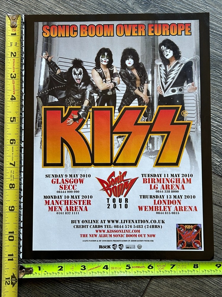 KISS Concert Ad Advert Sonic Boom Over Europe 2010 UK Dates Vintage Kiss 8.5x11