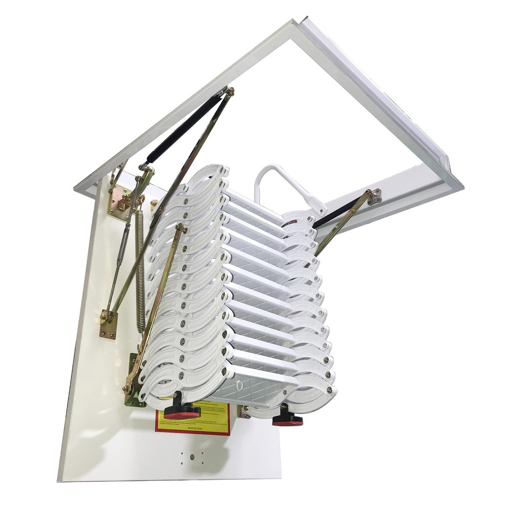 70*100cm Attic Loft Ceiling Retractable Folding Ladder Max 9.8 ft 12 Steps