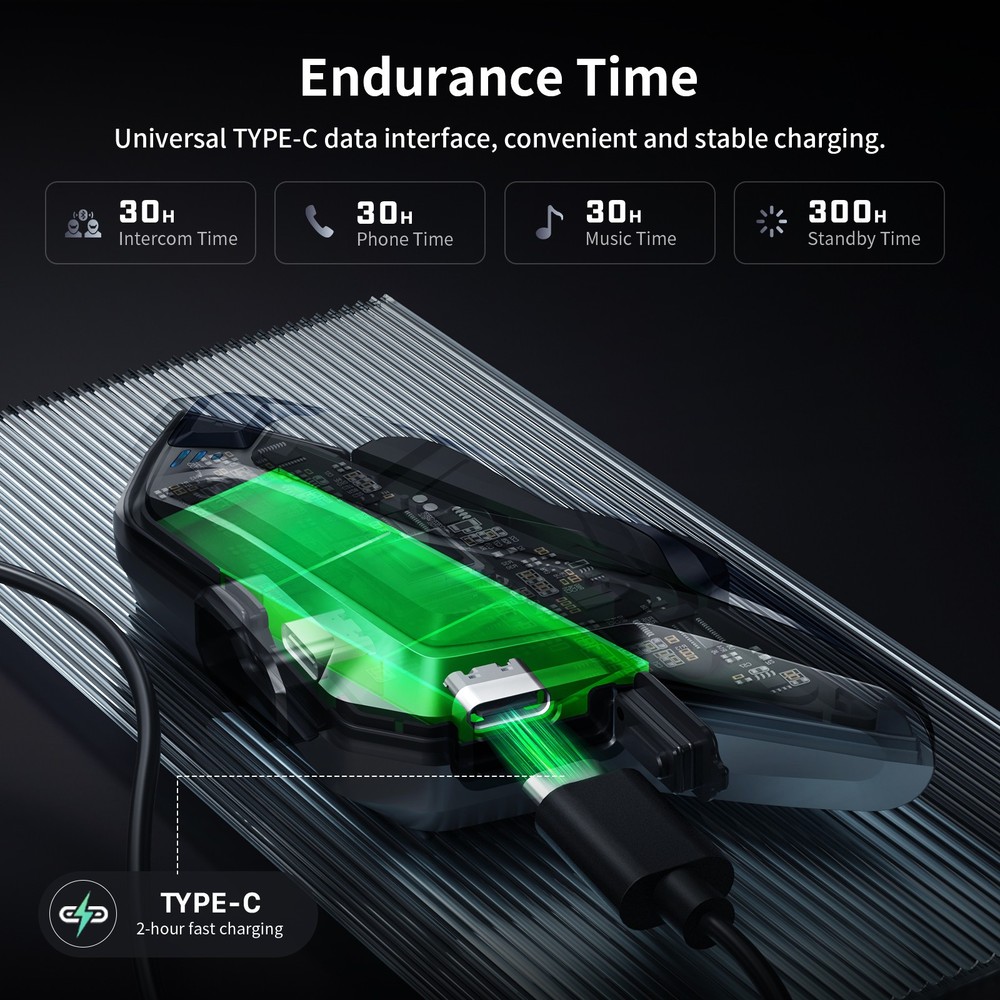 T6 Motorcycle Bluetooth Headset Helmet Intercom 2-Way 1000m Communication +Shell