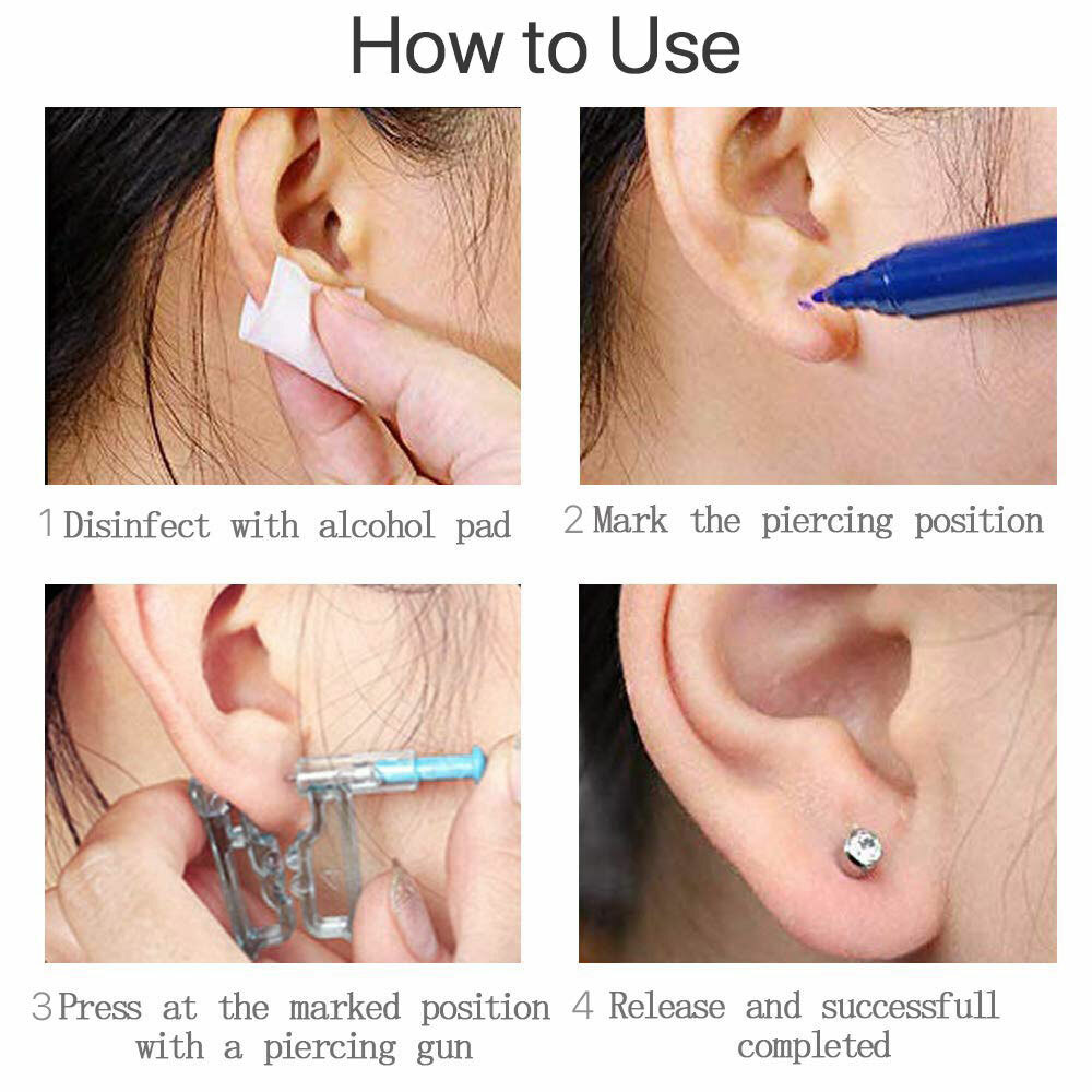 10Pcs Disposable Ear Studs Piercing Gun Ear Stud Unit Piercer Needles Tool Kit