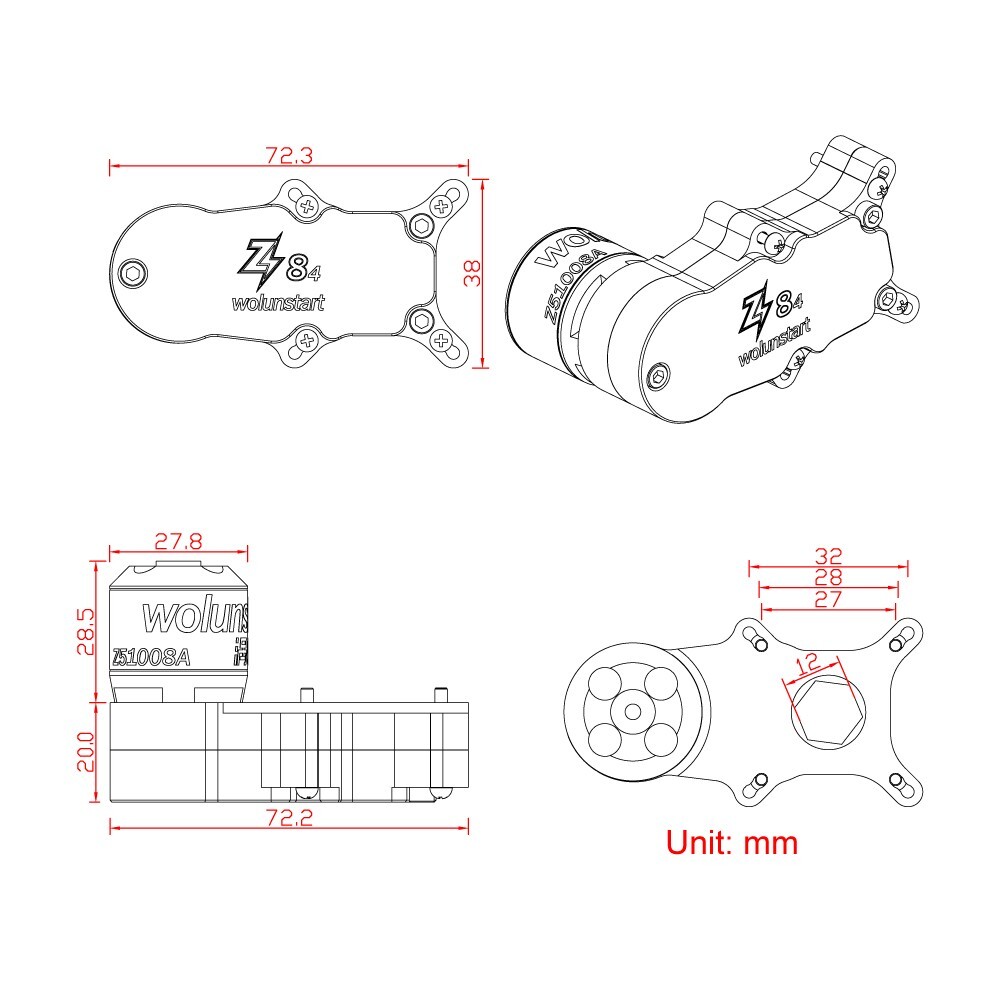 1/8 Nitro RC E-Starter - Pull Start Replace Fits Kyosho KE21 wolunstart