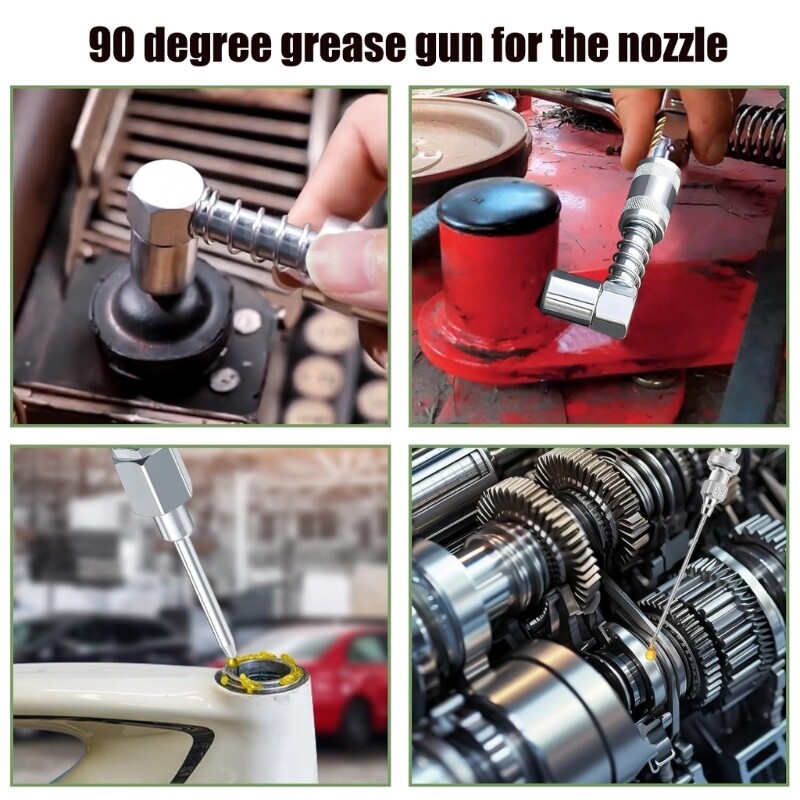 Grease Injection Tool, 90 Degree Needle Nozzle Set for Mechanical Workshop Use