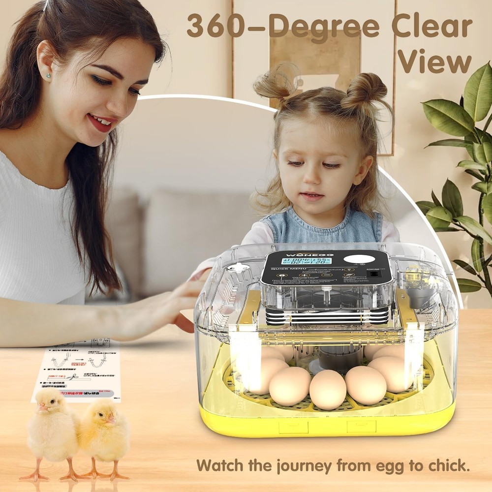 HOWOOlUA 12 Egg Incubator for Hatching Eggs with Auto Turn, Temp & Humidity C...