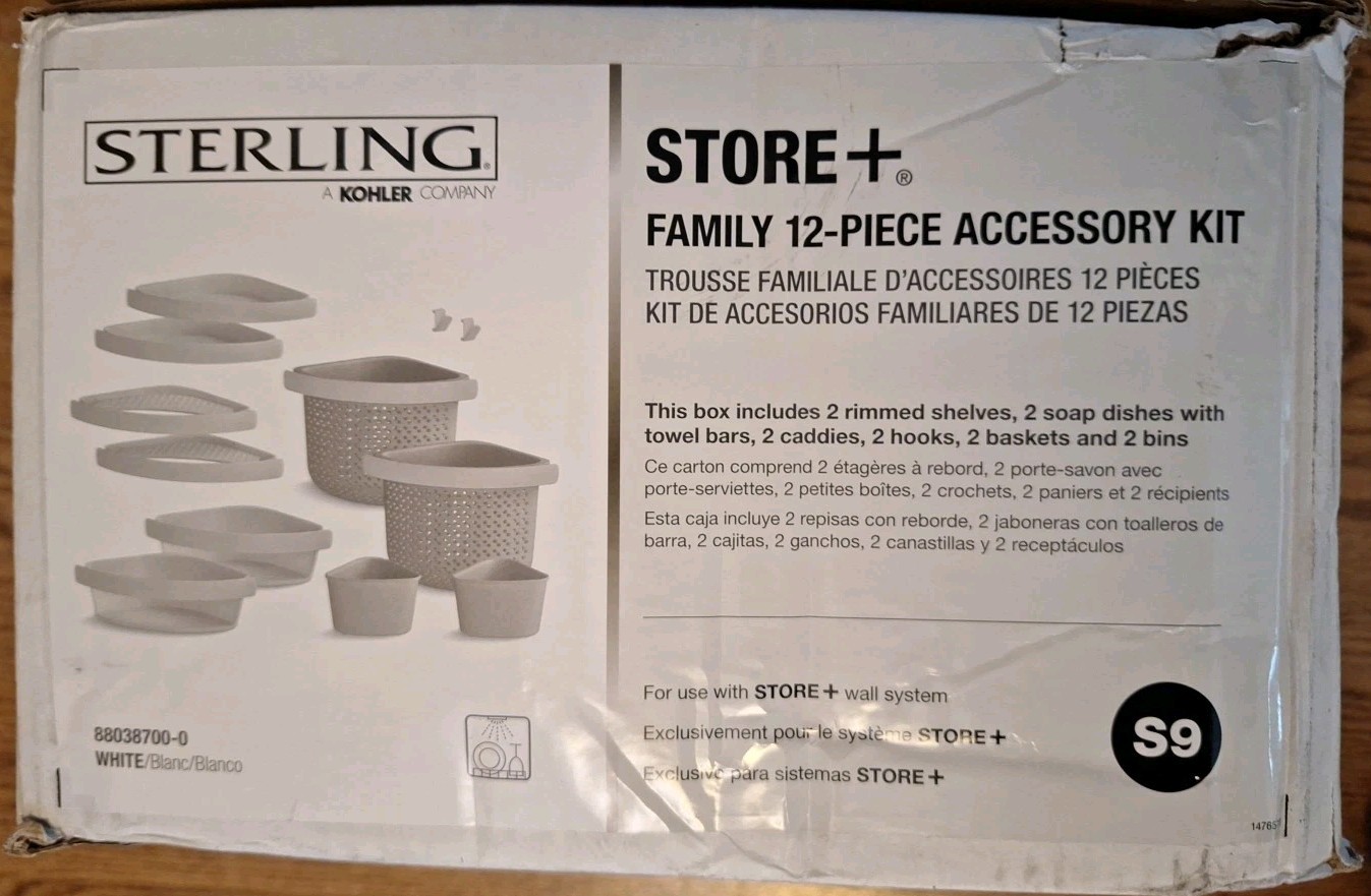 Kohler STERLING STORE+ 88038700-0 White Family 12-Piece Shelf Accessory Kit