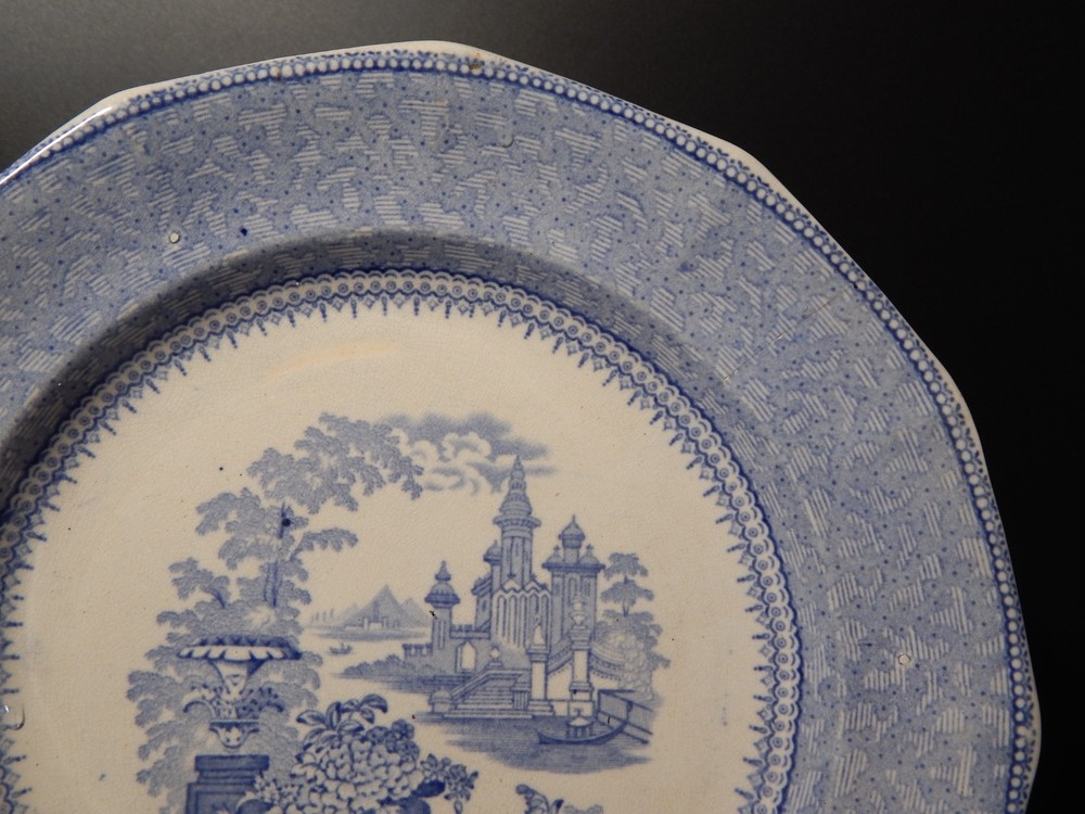 Antique Ironstone Transferware Marine Pattern Plate E. & G. PHILLIPS Defect
