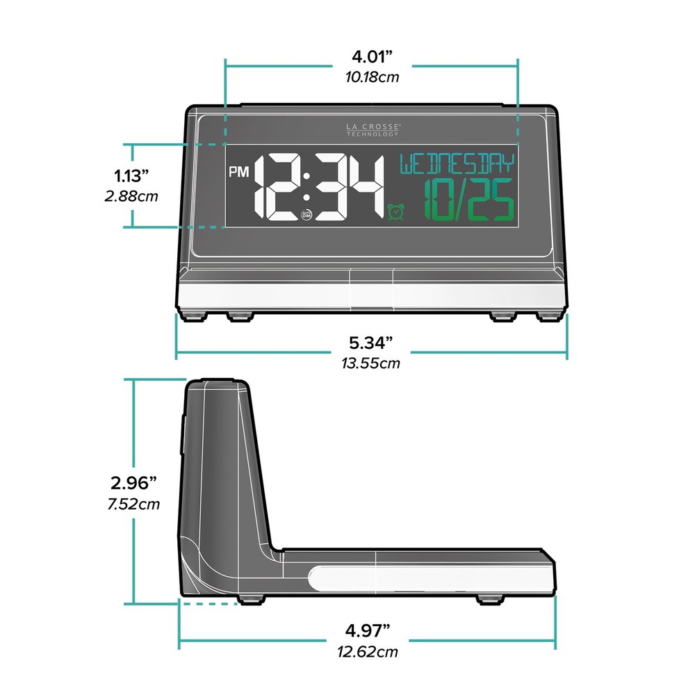 Wireless Charging Digital Alarm Clock with Glowing Lighted Base Auto-Dim Bedroom