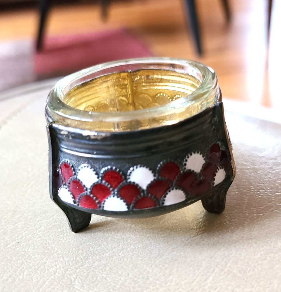Open Salt Cellar Soviet USSR Enameled Vintage