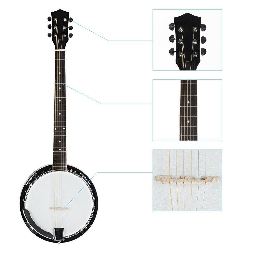 New 6 String Banjo Full Size with Closed Back 24 Brackets Head & Maple Neck