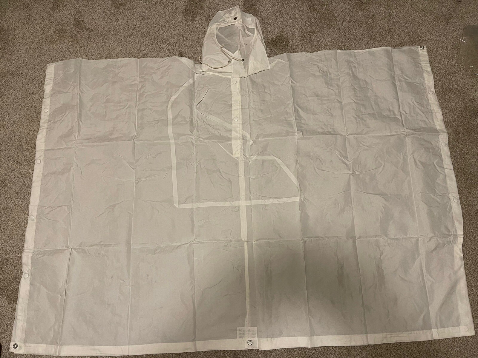 New White Swiss Army Latex Snow Camouflage Rain Poncho, Impermeable Waterproof!