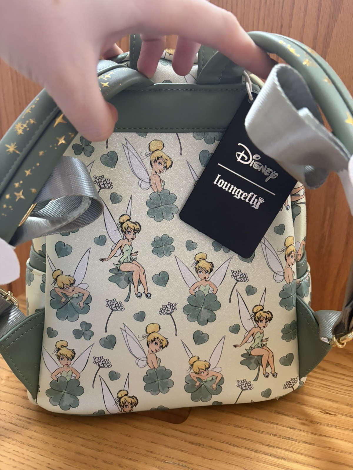 Loungefly Disney Peter Pan Tinker Bell Clover All-Over Print Mini Backpack