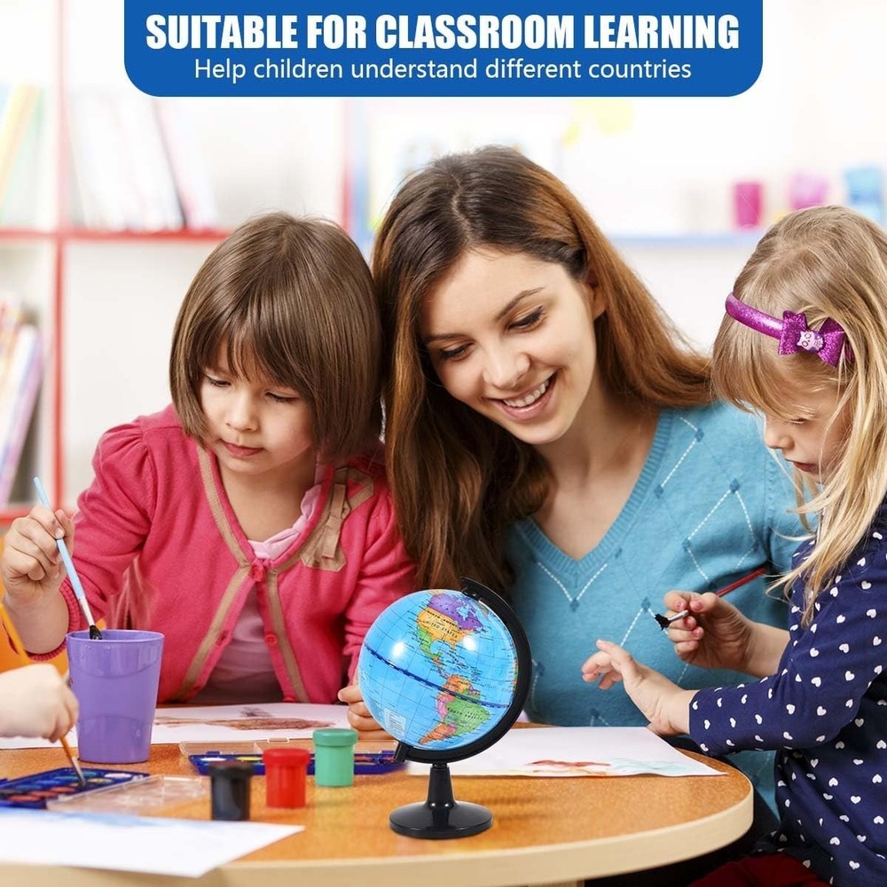 WORLD GLOBE EARTH Map Rotating Geography Ocean Classroom Learning Desktop 6