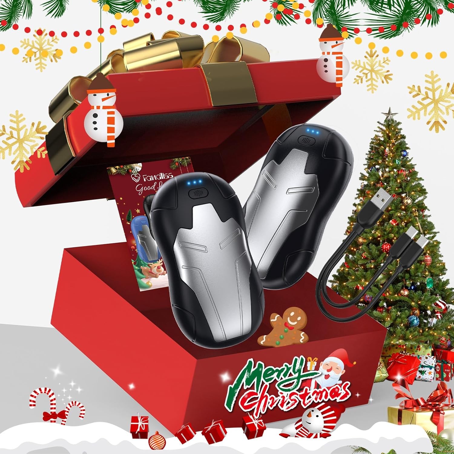 Hand Warmer with Heating & USB Charging, 2-in-1 Design for Hunting, Camping