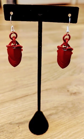 Valentine's Day Small Ruby Red Scalemail Earrings