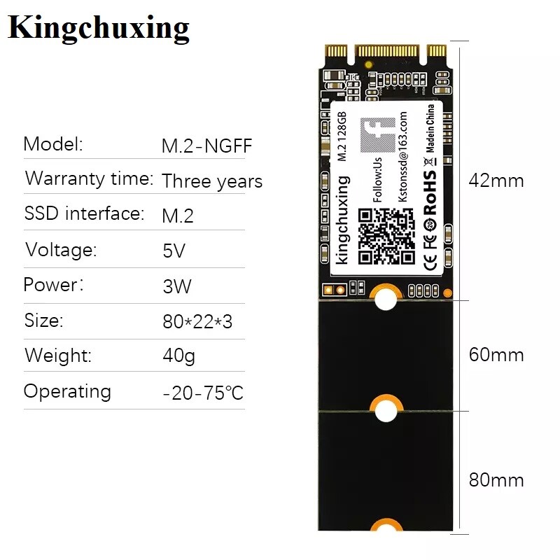 Kingchuxing M.2 NGFF SSD 256GB Solid State Drive Laptop Desktop Hard Disk Drive