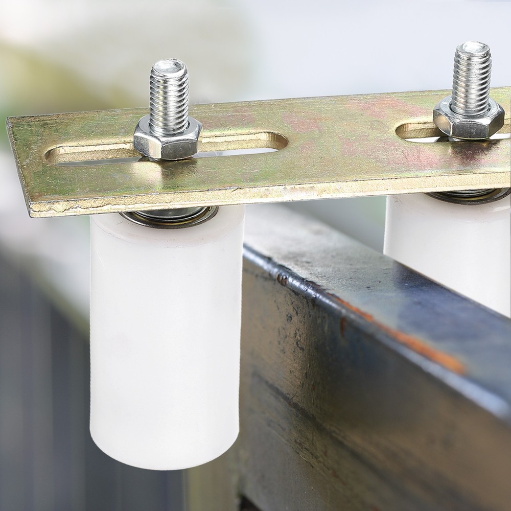 2Pcs Slide Gate Guide Roller 2" Nylon Gate Support Rollers with Bracket, White