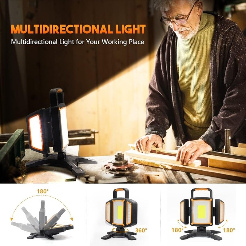 Rechargeable LED Work Light 180° Adjustable Waterproof Battery Powered New