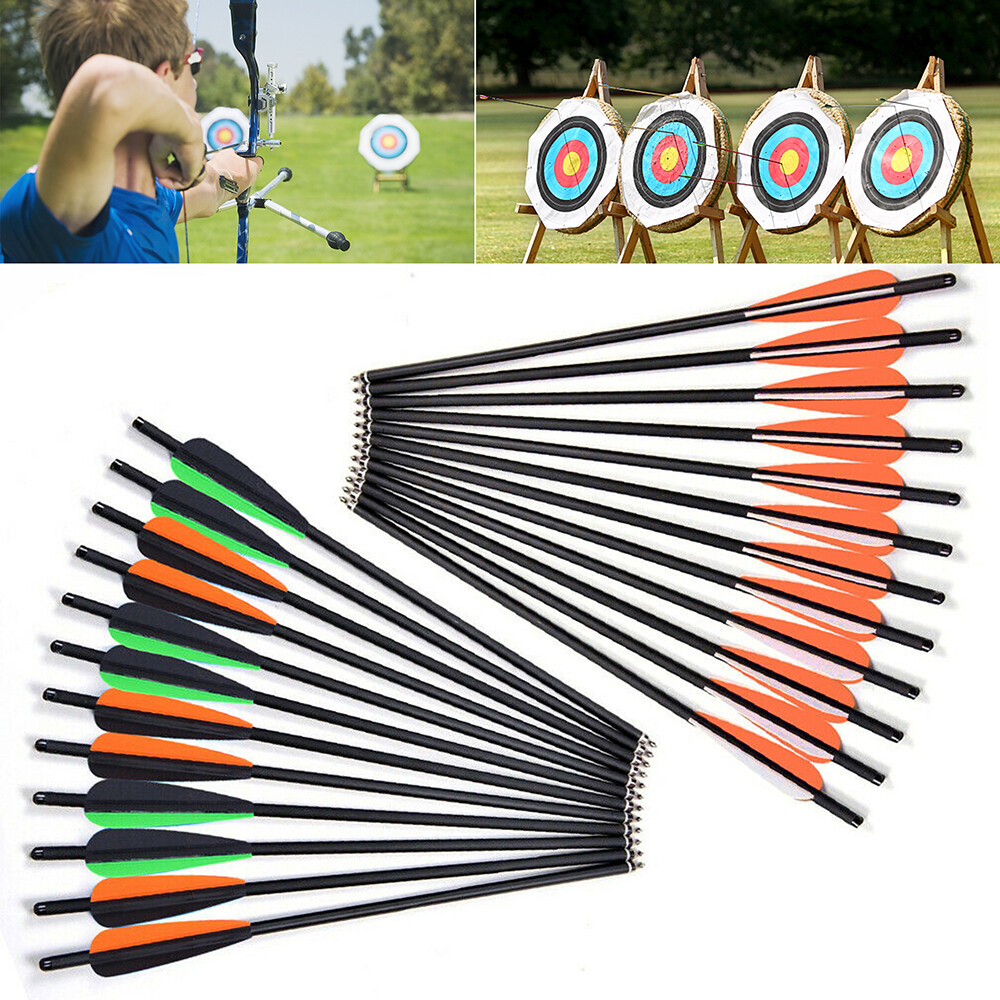 12PCS 20" Archery Hunting Carbon Crossbow Bolts Half Moon Nock OD 8.8mm Arrows
