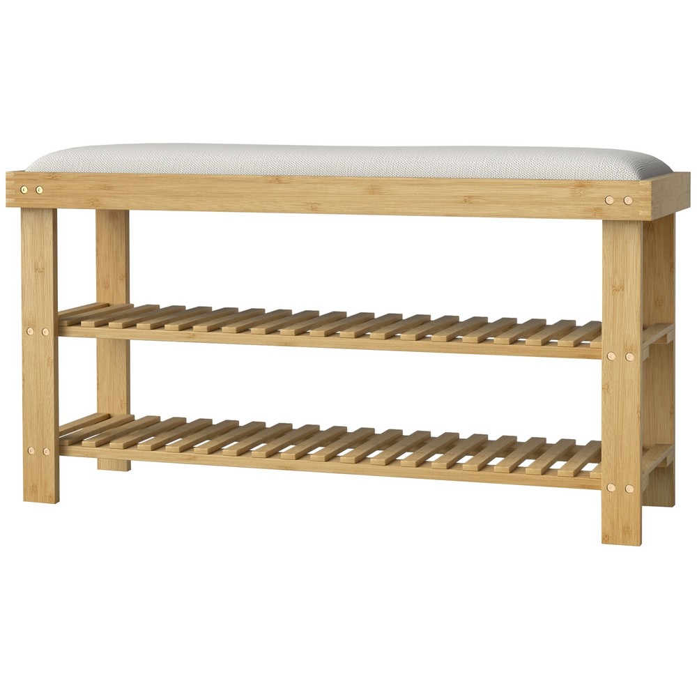 Entryway Bamboo Shoe Organizer Bench for Home Organization