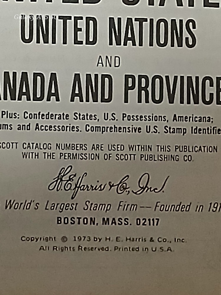 H.E. Harris & Co., Inc. 1973-1974 Stamp Catalog United States United Nations Ca…