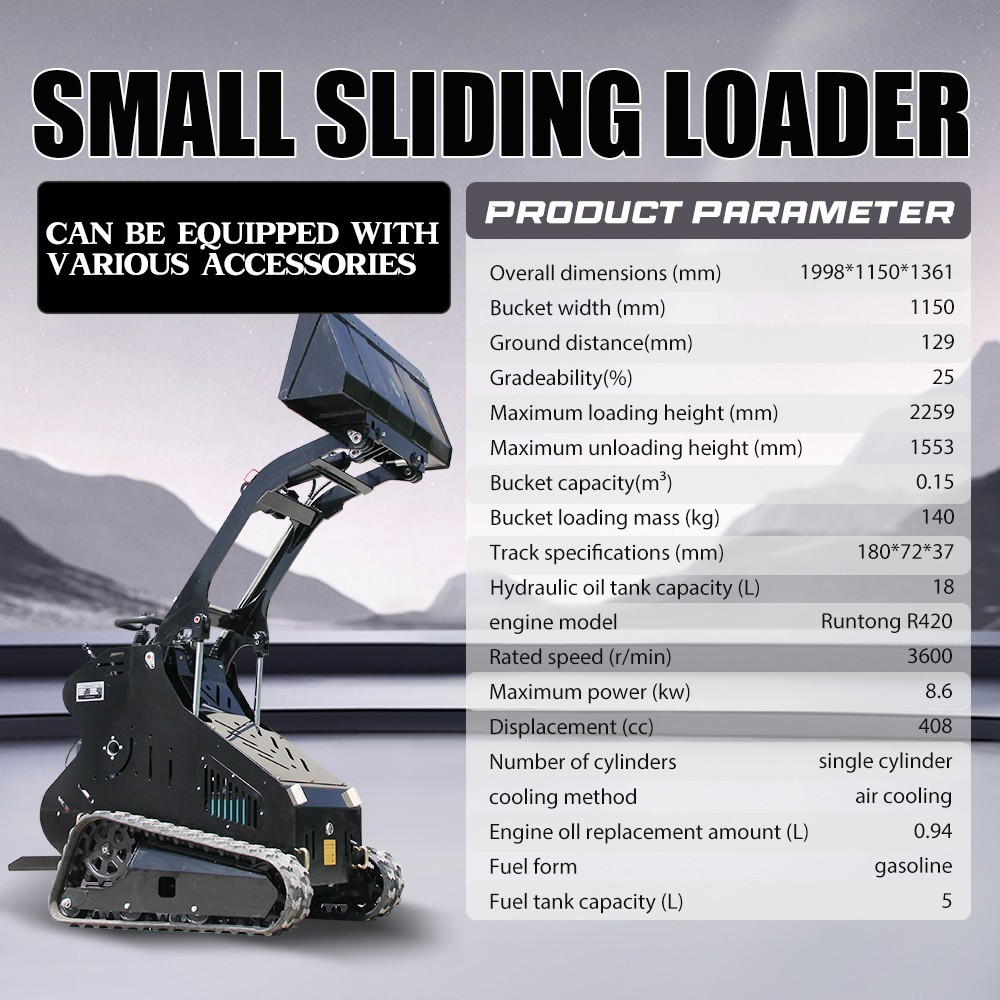 Upgraded Skid Steer Loader Tracked Loader with Grapple EPA Gasoline Engine USA
